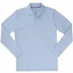 French Toast Boy&#039;s Long Sleeve Pique Polo Light Blue Uniform Shirt