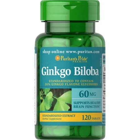 Puritan's Pride Ginkgo Biloba Standardized Extract 60 mg - 120 Tablets