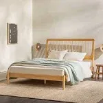 cama Mid-Century Modern Solid Wood Spindle Bedframe Black / Queen