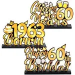 3 Pieces Happy 60th Birthday Party Table Decorations, Born in 1962,Cheer to 60 Years Table Centerpiece Sign Wooden Birthday Presents Congrats for