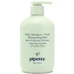 Pipette Baby Shampoo and Body Wash - Fragrance Free, Tear-Free Bath Time, Hypoallergenic, Moisturizing Plant-Derived Squalane, New Formula, 11.8 fl oz