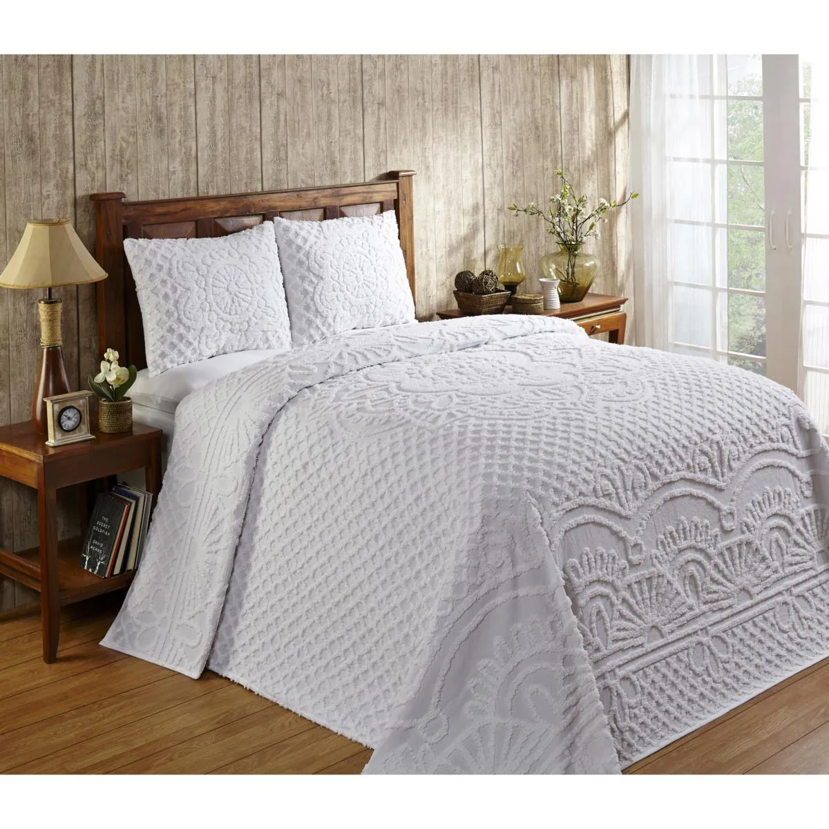 Better Trends Trevor Medallion Design 100% Cotton Twin Bedspread - Sage