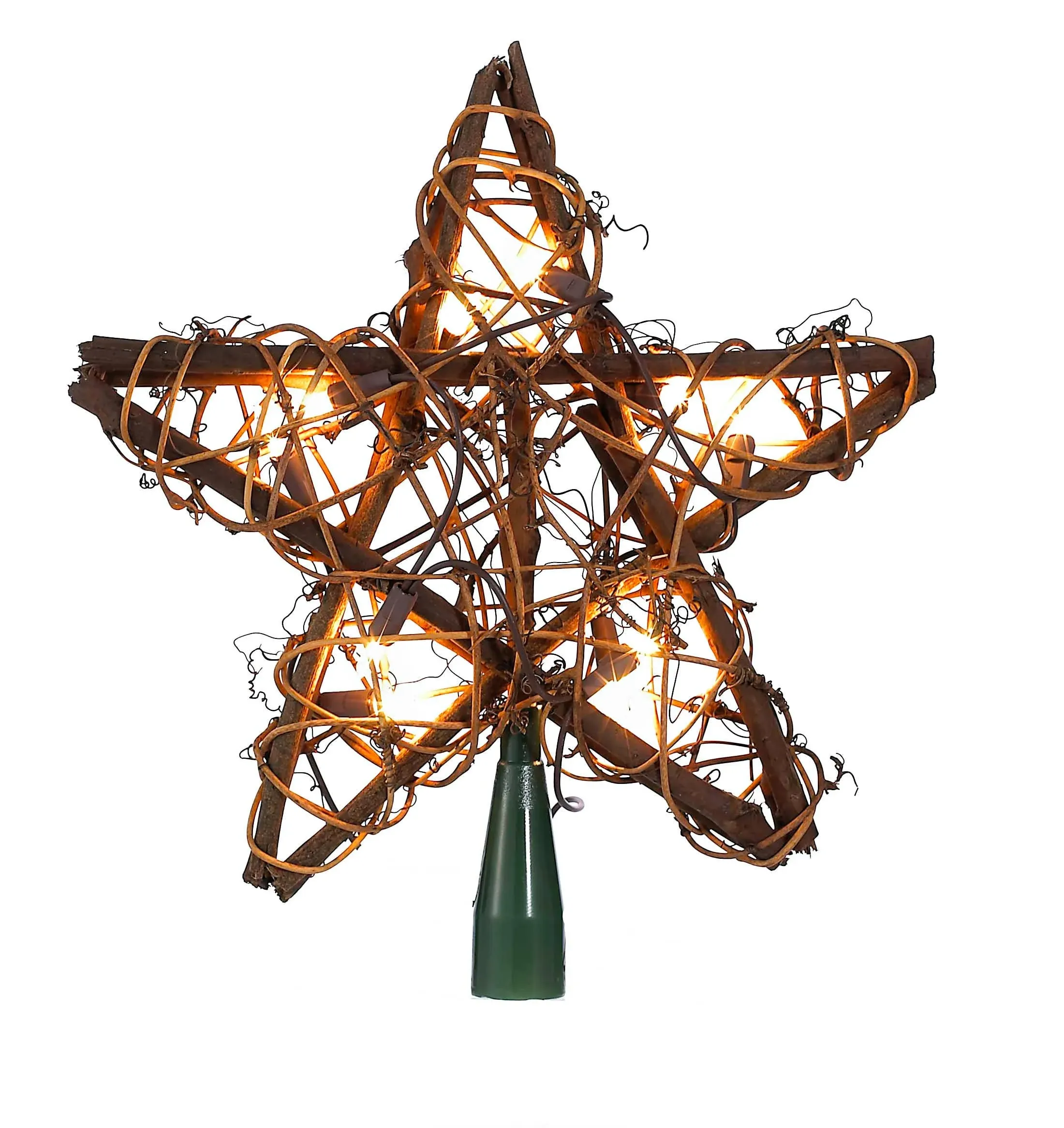 Kurt Adler 10-Light Rattan Star Treetop