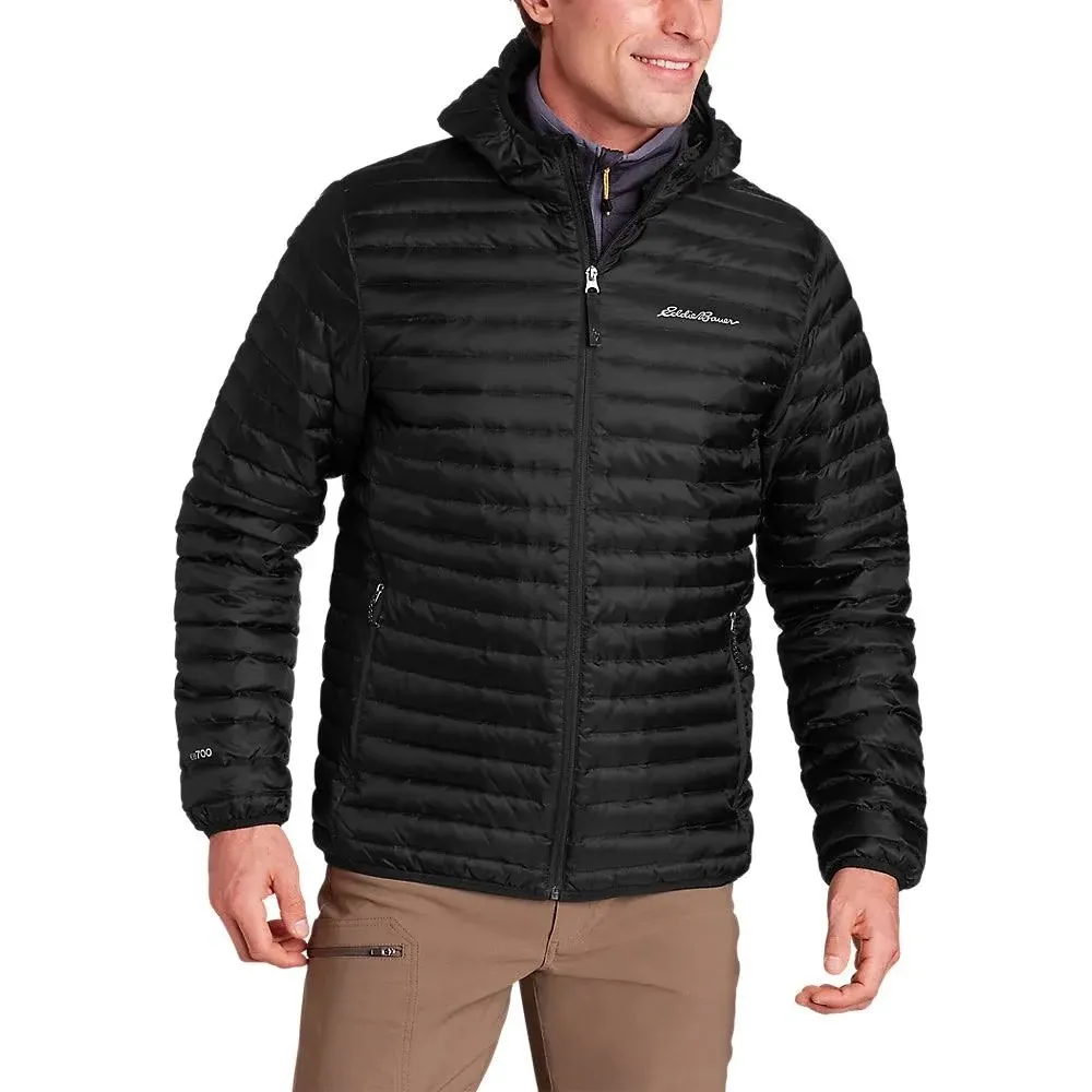 Eddie Bauer Men's Microlight Down Hooded Jacket - Black - Small