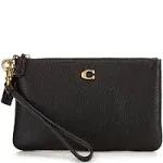 Coach Polished Pebble Small Wristlet-Black