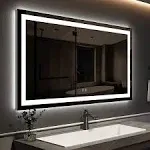 ROOMTEC 48x36 LED Bathroom Mirror Front/Backlit Anti-Fog Dimmable Silver