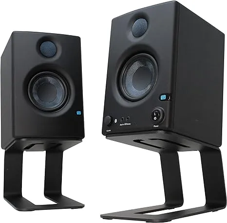 HumanCentric Desktop Speaker Stands Pair for Desk Speakers, Studio Speaker Riser, Medium and Small Bookshelf Speakers, Studio Monitor Stand, Computer Gaming Desk Speaker Stand, (Black)