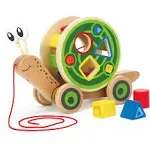 Hape Walk-A-Long Snail Toddler Wodden Pull Toy & Shape Sorter