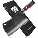 ENOKING Cleaver Knife, 7.5 Inch Hand Forged Meat Cleaver Heavy Duty Bone Chopper German High Carbon Stainless Steel Butcher Knife with Full Tang Handle for Home Kitchen and Restaurant, Ultra Sharp