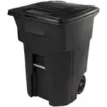 Toter 25596-R1200 Residential Heavy Duty Two Wheeled Trash Can with Attached Lid, 96 Gallon, Black