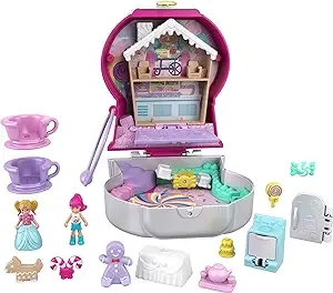 Polly Pocket Compact Playset, Backyard Butterfly with 2 Micro Dolls & Accessories, Travel Toys with Surprise Reveals