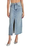 Avani Denim Midi Skirt In Faded Stonewash