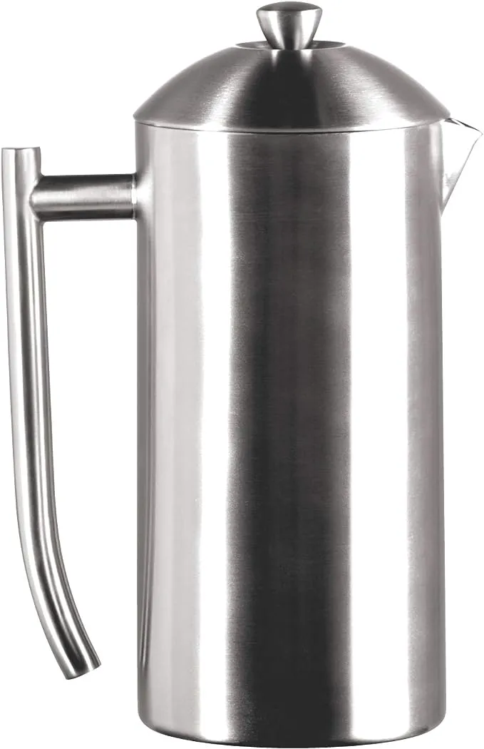 Frieling Double-Walled Stainless-Steel French Press Coffee Maker, Brushed, 44 Ounces