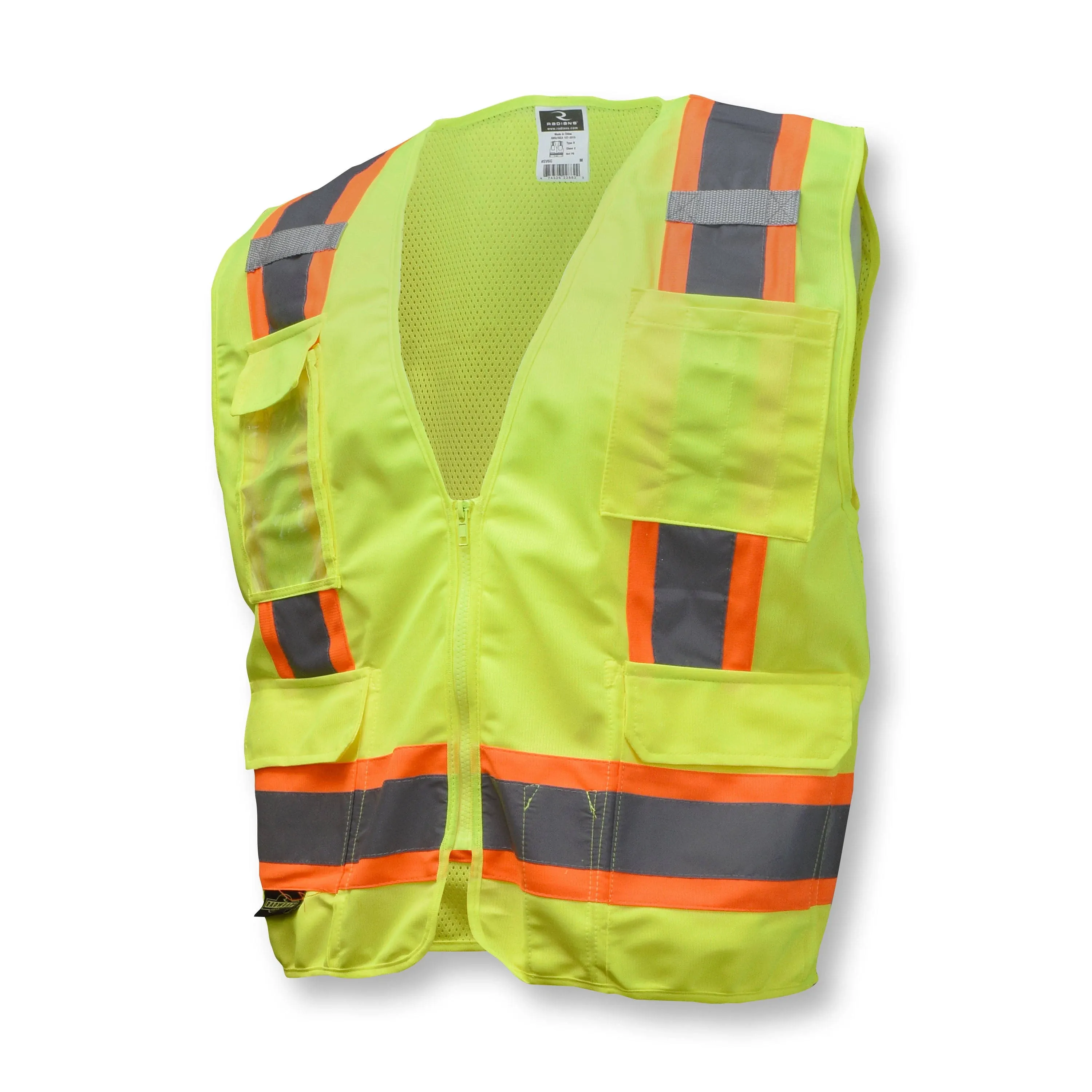 SV6 Type R Class 2 Two Tone Surveyor Mesh Safety Vest, Large, Hi-Vis Green