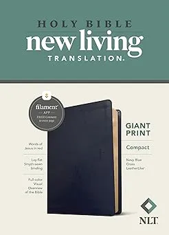 NLT Compact Giant Print Bible, Filament-Enabled Edition (LeatherLike, Navy Blue Cross, Red Letter)