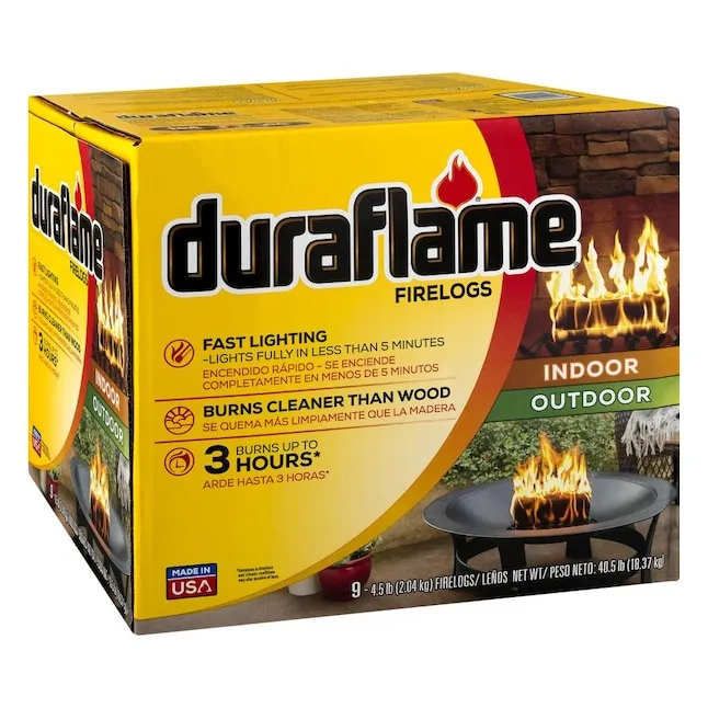 Duraflame 2.5-lb 1.5-Hour Burn Indoor/Outdoor Firelog (12-Count) - Perfect Fire-Log Substitute for Your Fireplace, Great for a Campfire, Chimney-Safe, Easy to Use, Fast Lighting with Starter (2 Items)