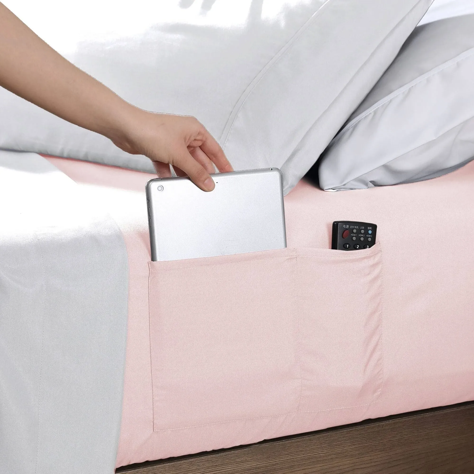 Swift Home Soft Microfiber Storage Pocket Fitted Sheet - Blush - King