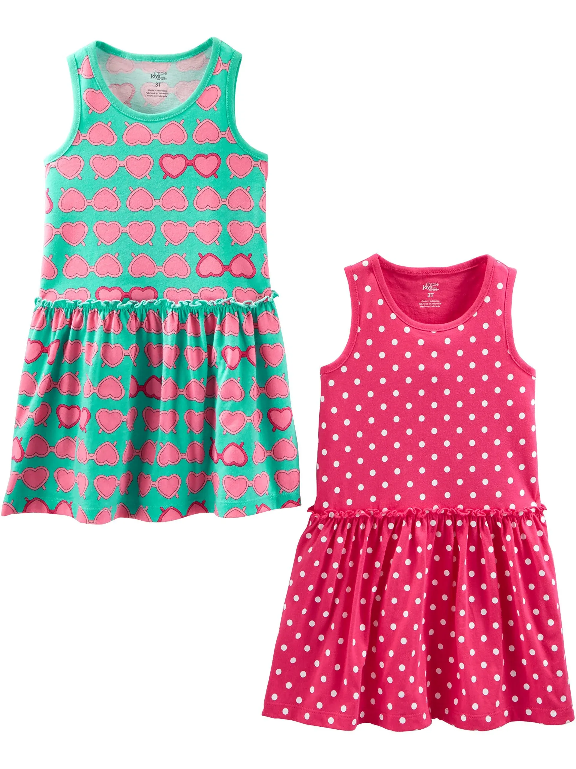 Simple Joys by Carter's Girls' Short-Sleeve and Sleeveless Dress Sets, Pack of 2