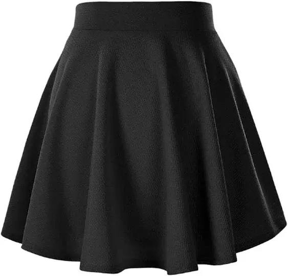 Afibi Casual Mini Stretch Waist Flared Plain Pleated Skater Skirt