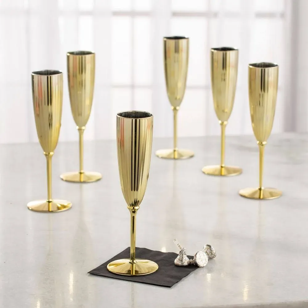 Fun Express Gold Metallic Plastic Champagne Flutes 48 Pieces