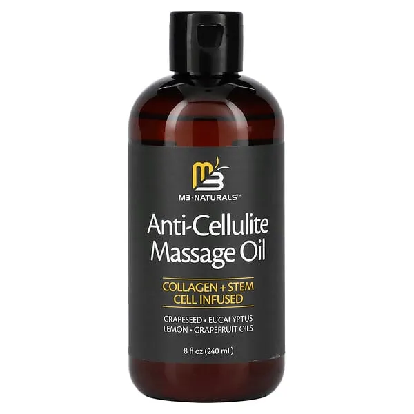 Anti Cellulite Massage Oil for Massage Therapy - Collagen and Stem Cell Skin Tightening Cellulite Cream for Women - 8 Fl Oz by M3 Naturals