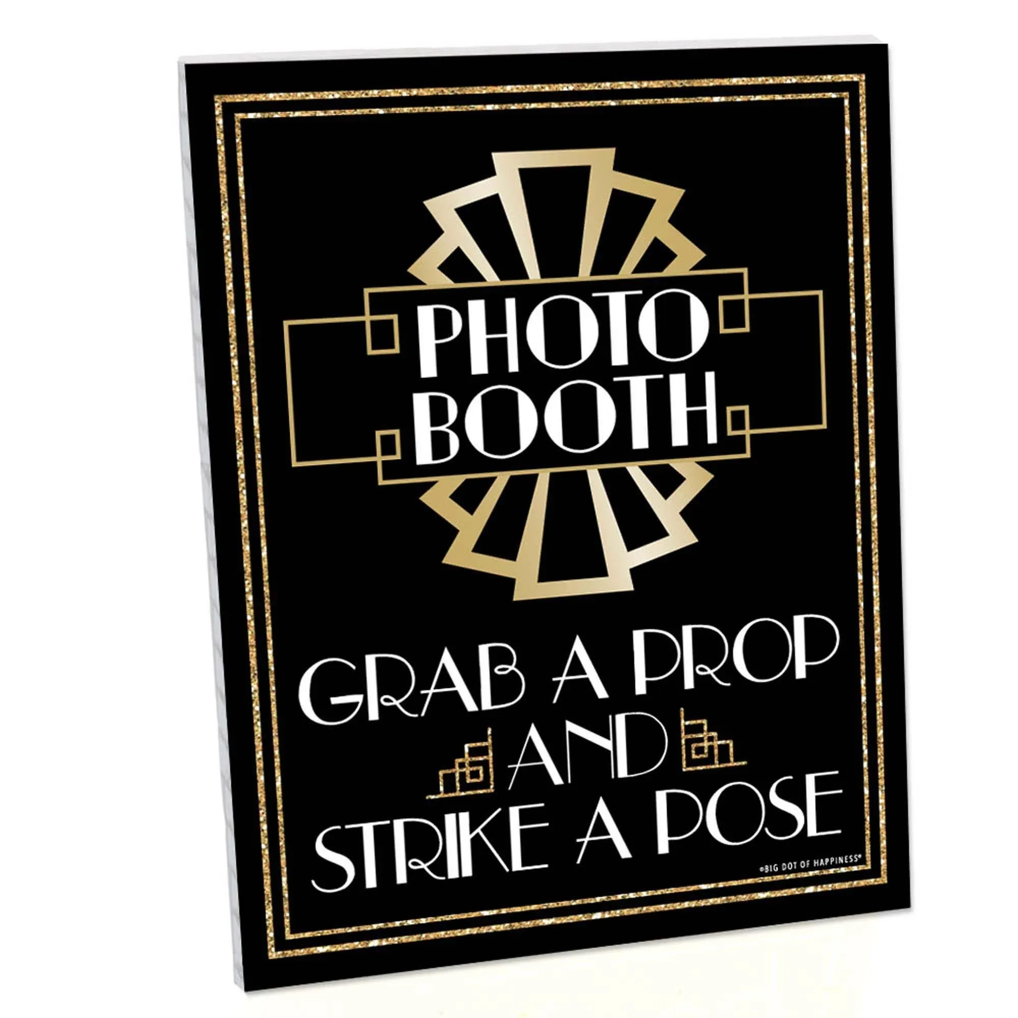 Big Dot of Happiness Roaring 20’s Photo Booth Sign - 1920s Art Deco Jazz Party Decorations - Printed on Sturdy Plastic Material - 10.5 x 13.75 inches - Sign with Stand - 1 Piece