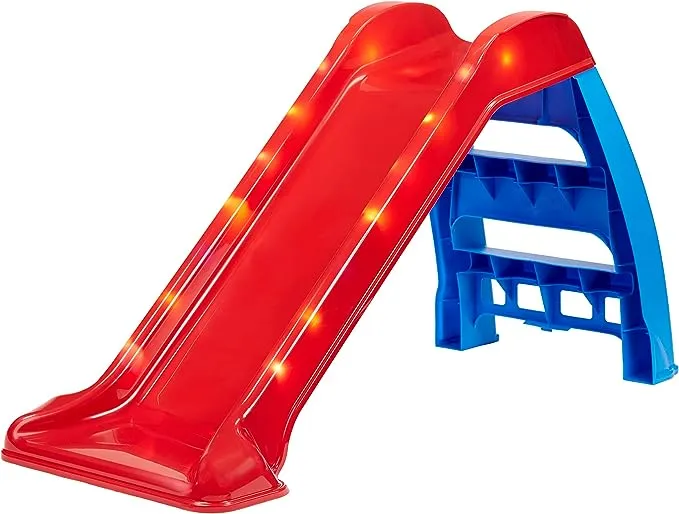 Little Tikes Light up First Slide Indoor Outdoor Playground Slide, Folding Easy Storage, Red, Blue, Kids Toddlers Boys Girls, 18 Months to 6 Years