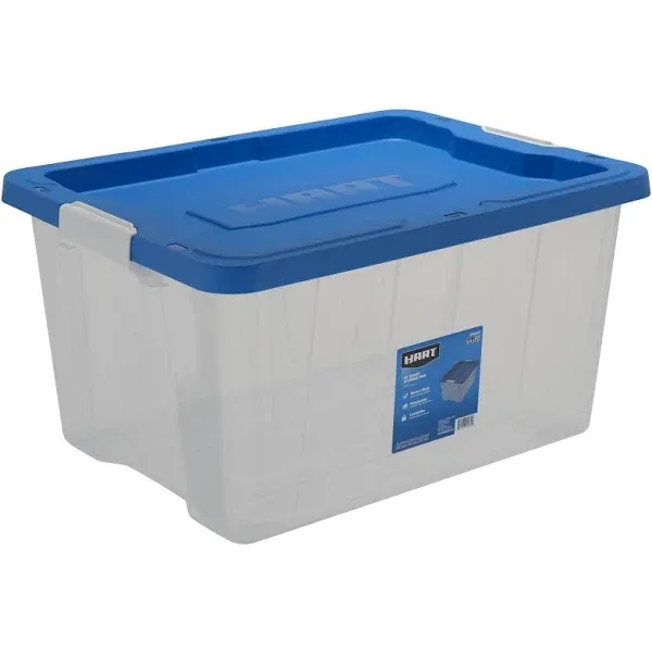 HART 68 Quart Latching Plastic Storage Bin Container, Clear