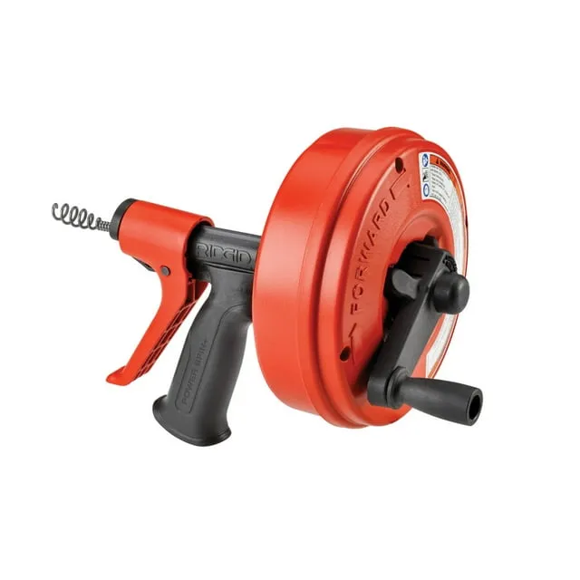 RIDGID 57043 Power Spin+ 1/4" x 25' Hybrid Drain Cleaning Machine Snake Auger with AUTOFEED, Manual or Cordless Drill Operated Drain Cleaner with MAXCORE Cable