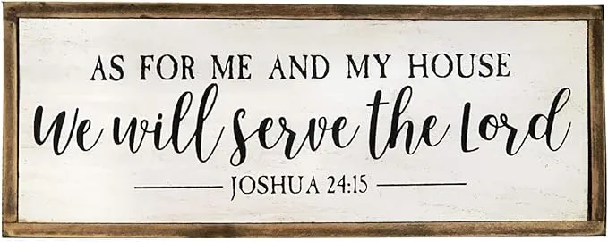 Small Retro Wood Box Sign with Bible Verse - As for Me and My House We Will Serve ...