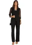 R & M Richards Embellished Layered-Look Pantsuit - Black - Size 6