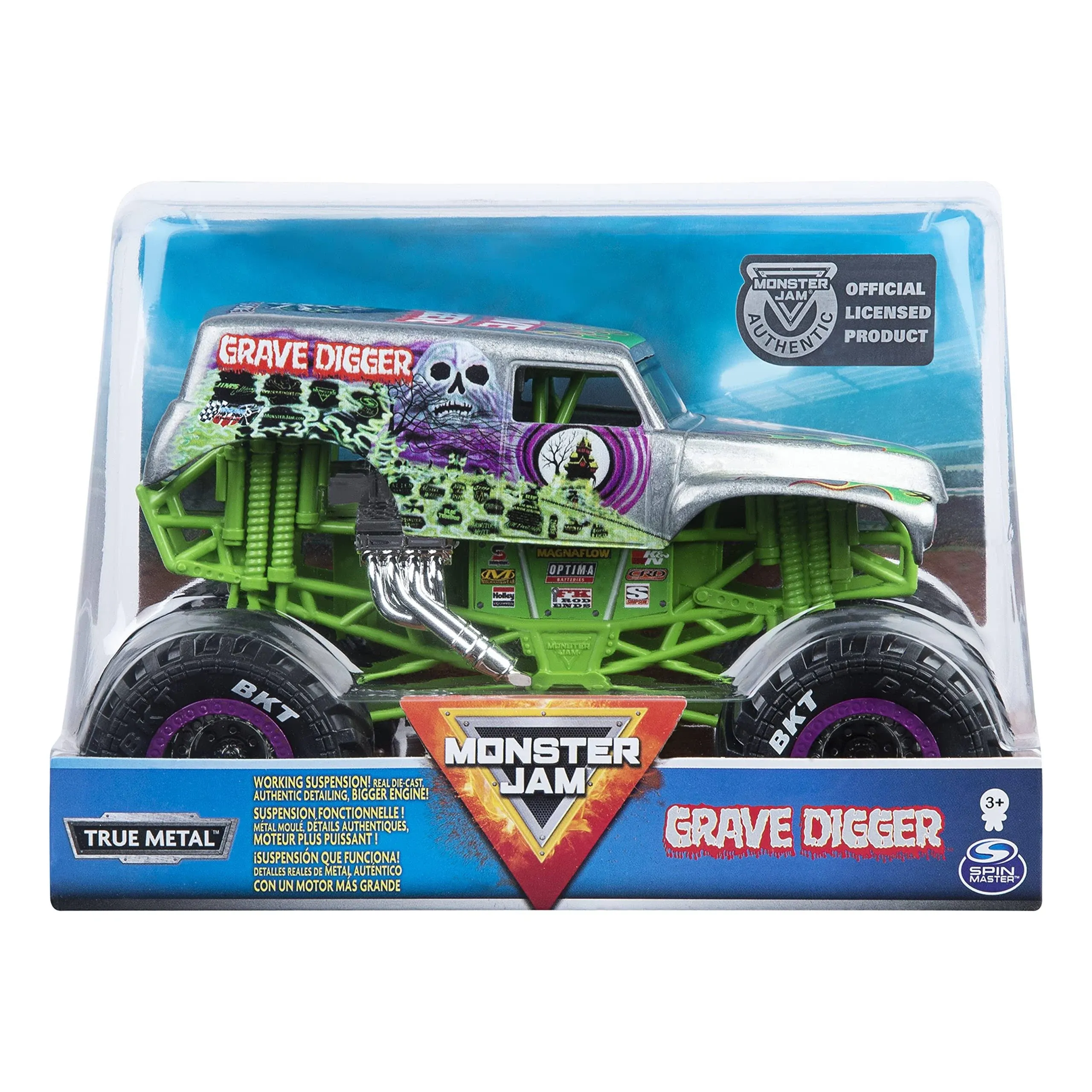 Monster Jam, Official Grave Digger Monster Truck, Die-Cast Vehicle, 1:24 Scale