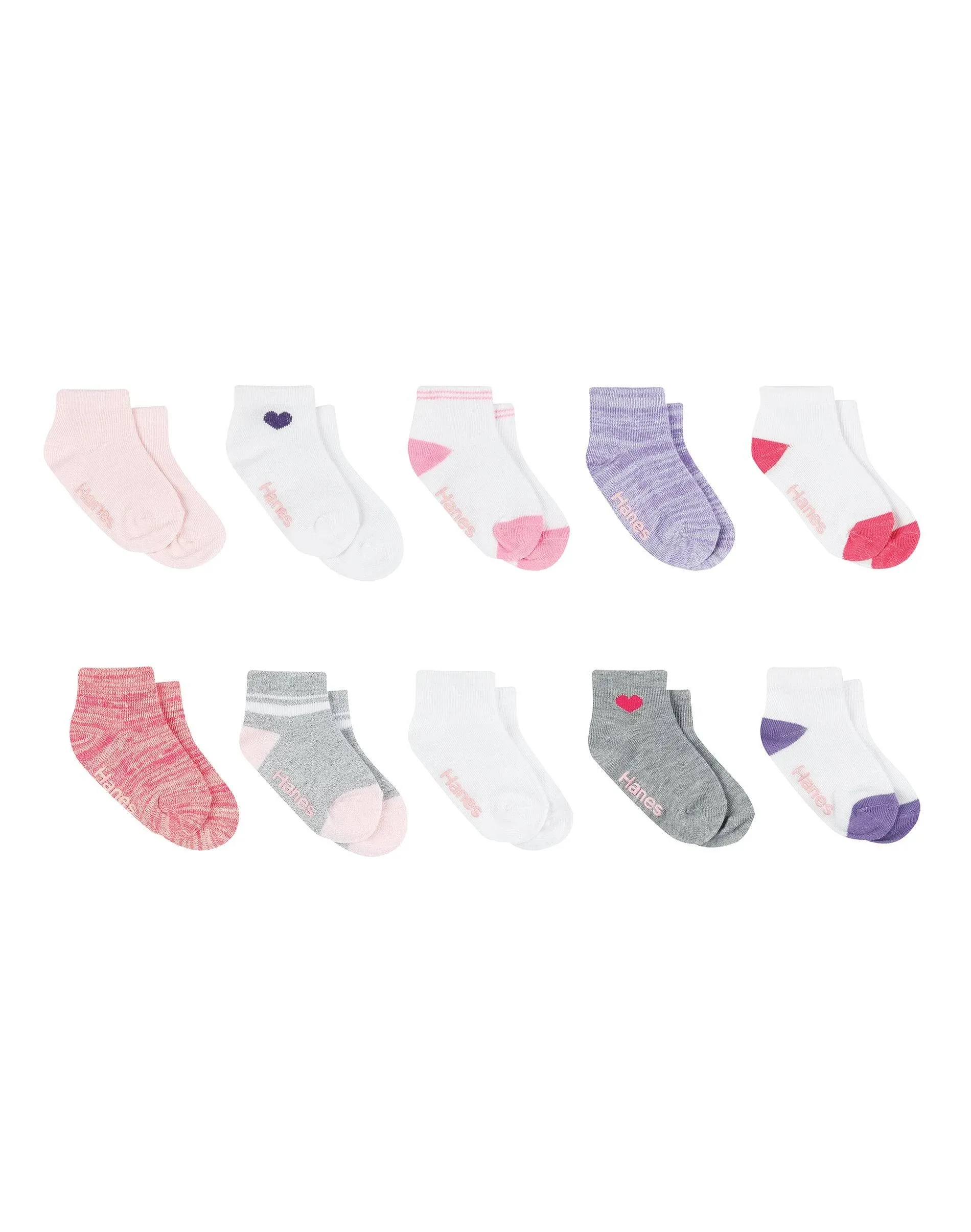 Hanes Toddler Girls' Athletic Ankle Socks - 10 ct