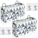 2pcs Large Wall Hanging Organizer Bag Linen Fabric Door Hanging Storage Baskets 