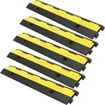 VEVOR Cable Protector Ramp, 5 Packs 2 Channels Speed Bump Hump, Rubber Modular Speed Bump Rated 11000 LBS Load Capacity, Protective Wire Cord Ramp Driveway Rubber Traffic Speed Bumps Cable ProtectorVEVOR Cable Protector Ramp, 5 Packs 2 Channels Speed Bum