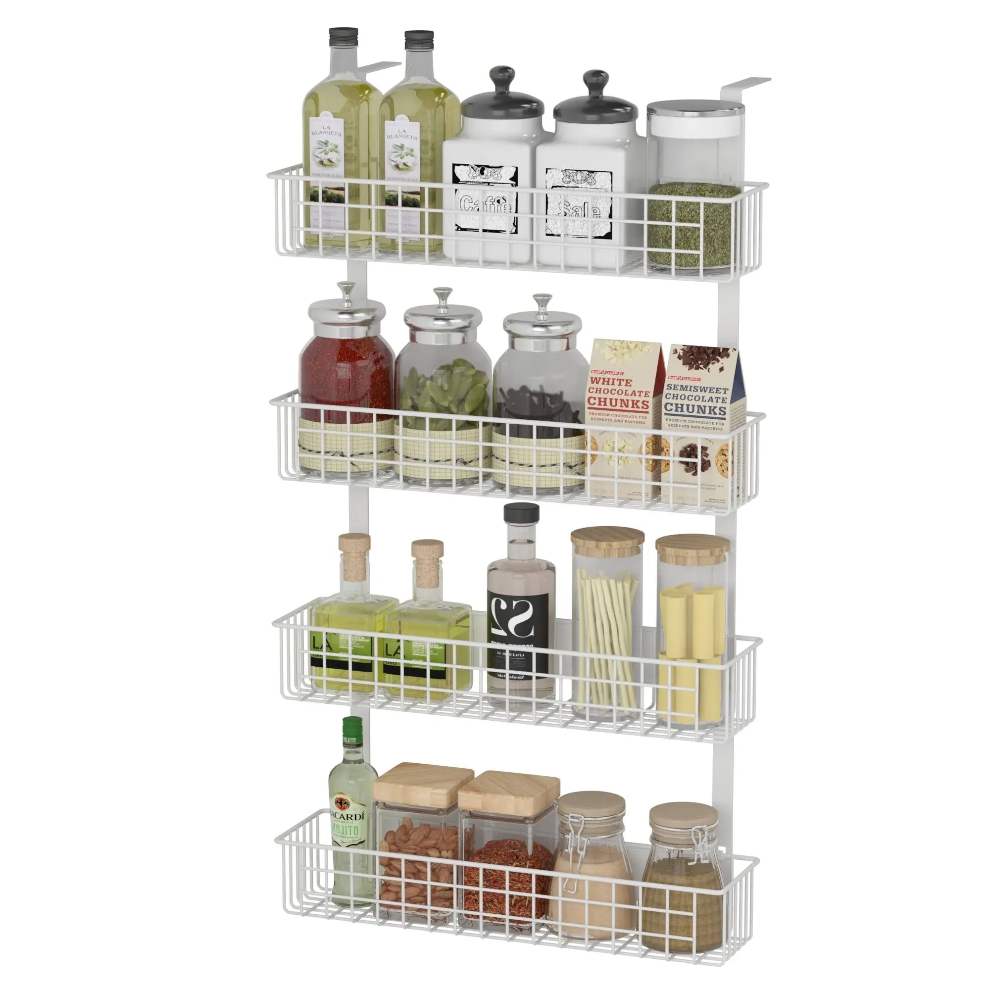 4 Tier Magnetic Spice Rack Strongly Magnetic Spice Shelf with Utility Hooks