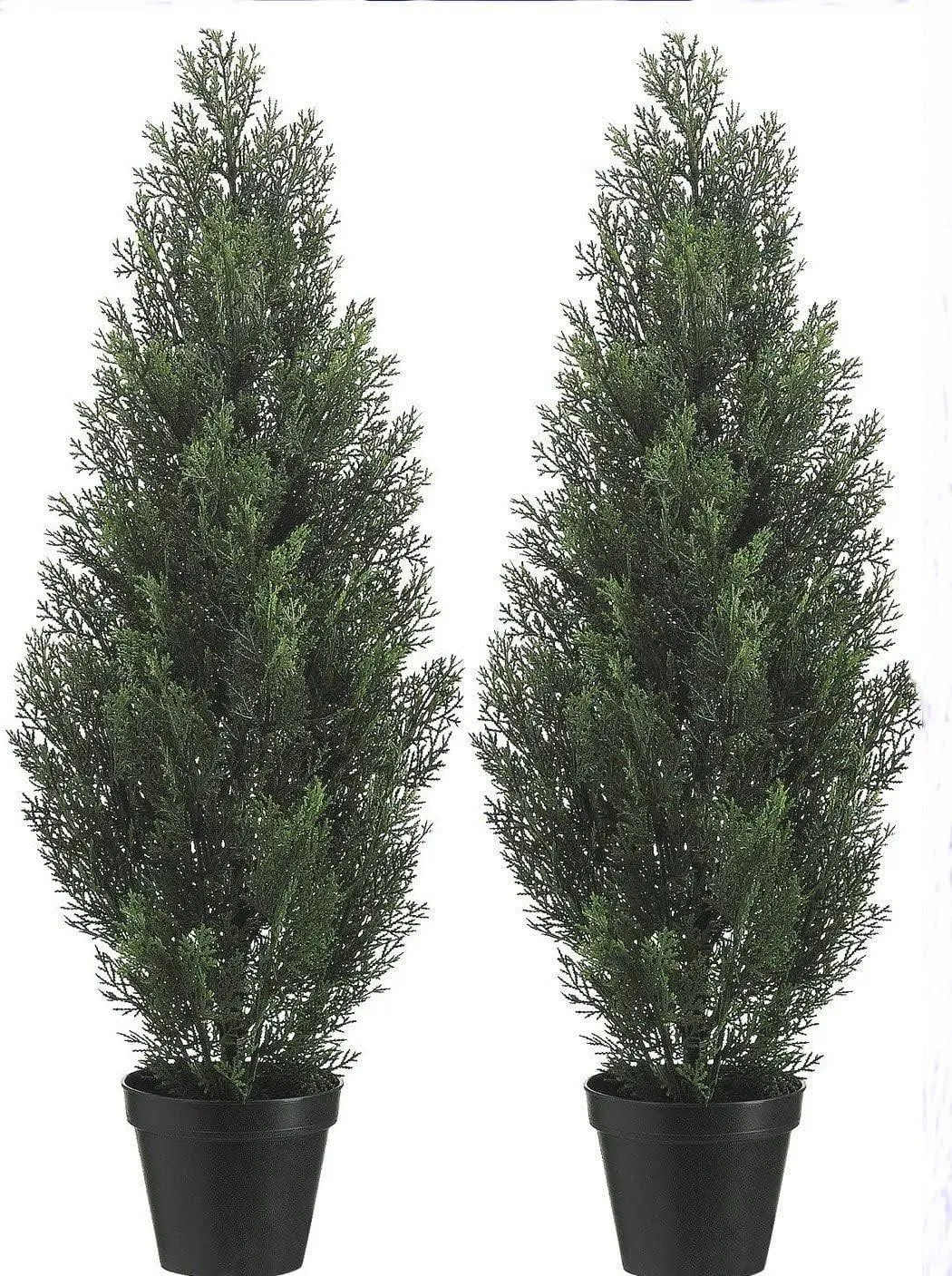 Two 3 Foot Outdoor Artificial Cedar Trees Potted Plants