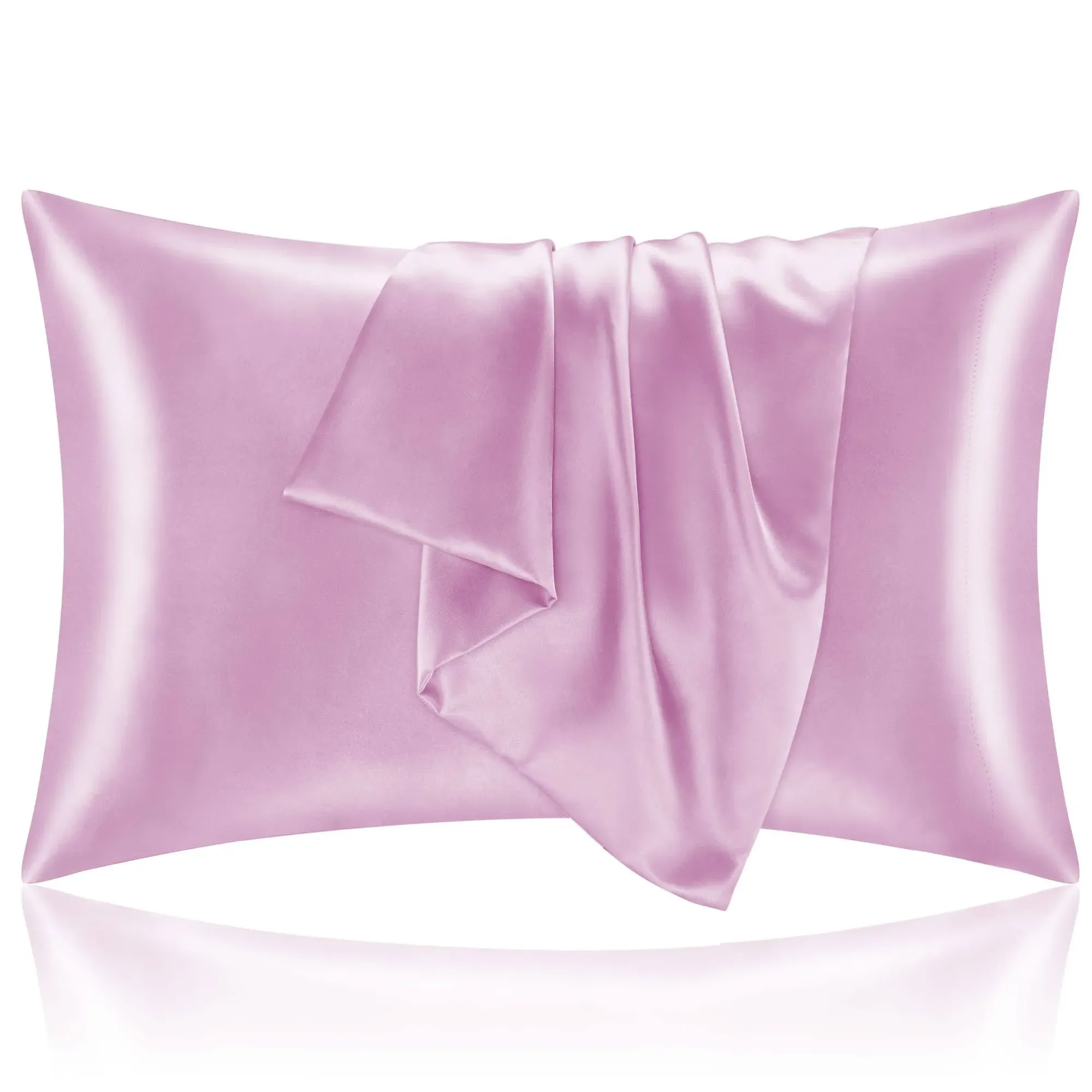 BEDELITE Satin Pillowcase for Hair and Skin, Super Soft and Cooling Similar to Silk Pillow Cases 2 Pack with Envelope Closure, Gift for Women Men(20"x30" Queen Size, Pink)