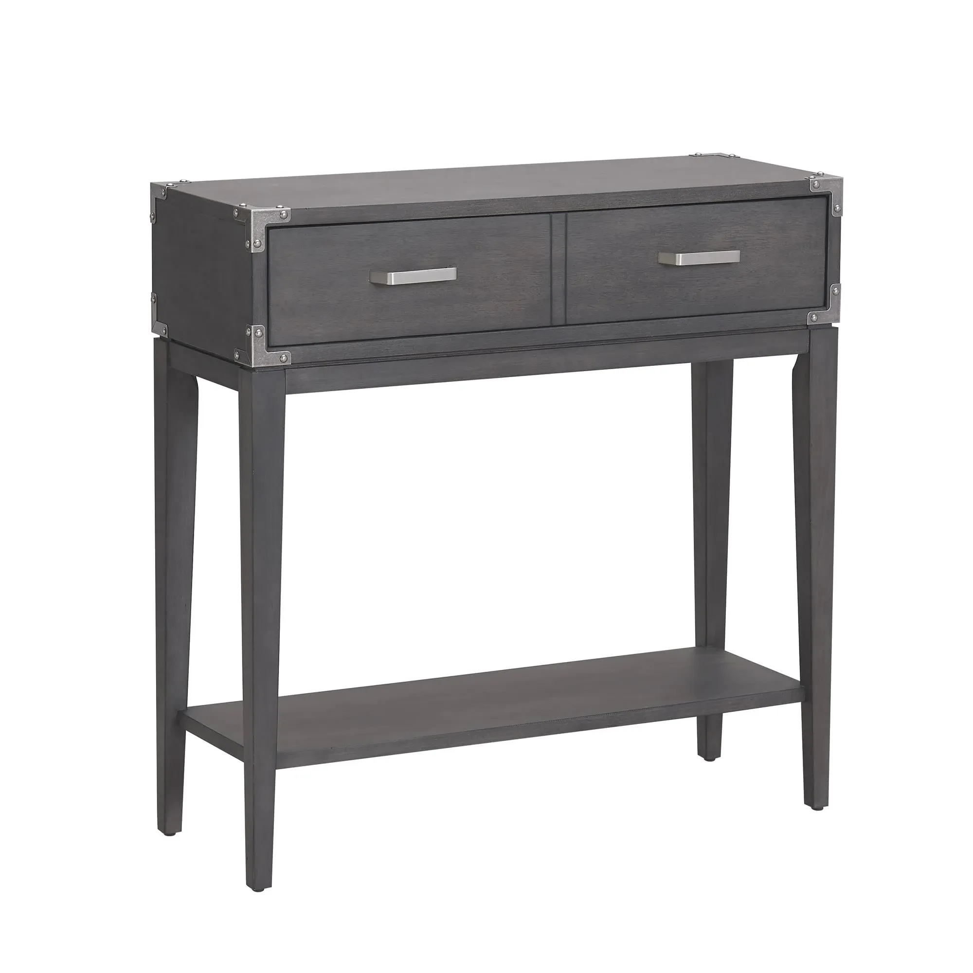 Leick Home 24032 Beckett One Drawer Hall Stand with Shelf for Living Room, Hallway, Entryway, Anthracite/Pewter