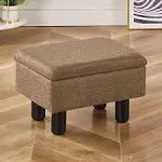 Linen Small Foot Stool Ottomans Rectangular - Brown