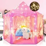 wilwolfer Princess Tent for Girls with Large Star Lights Kids Play Tent Large Space Playhouse for Children Indoor Games Toy & Gift for Kids Girls