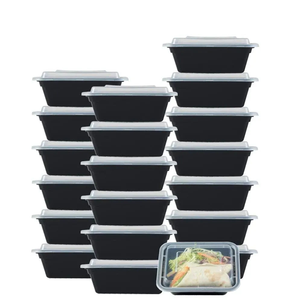 [20 value pack single one compartment 12oz MINI Meal Prep Food Storage Containers - BPA Free Reusable Lunch bento Box with Lids - Spill proof, Microwave, Dishwasher and Freezer Safe