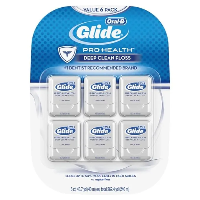 Oral-B Glide Pro-Health Dental Floss, Deep Clean, Mint, 40m, Pack of 6