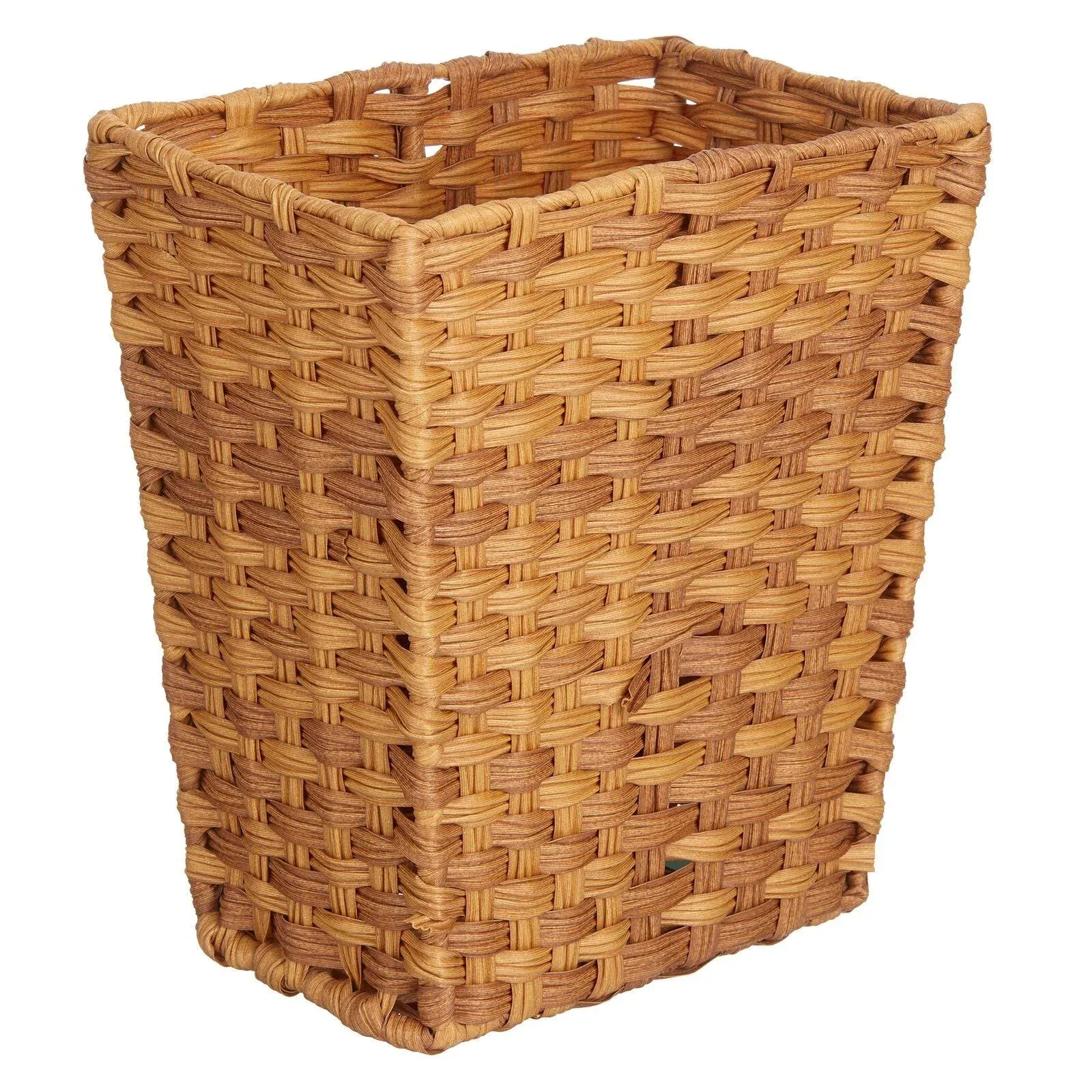 mDesign Small Woven Trash Can - Slim Rectangular Waste Basket - Decorative ...