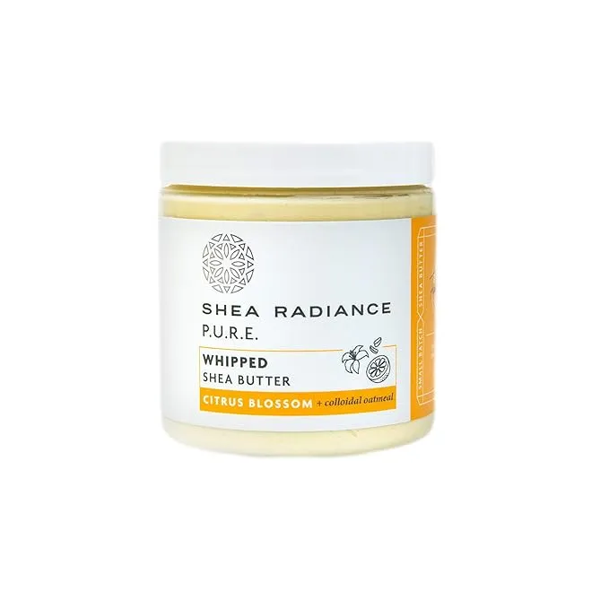 Shea Radiance P.U.R.E. Whipped Shea Butter with Colloidal Oatmeal - Whipped Body Butter Blended with Skin Soothing Oatmeal & Moisturizing Rice Bran Oil | Citrus Blossom (5 oz)