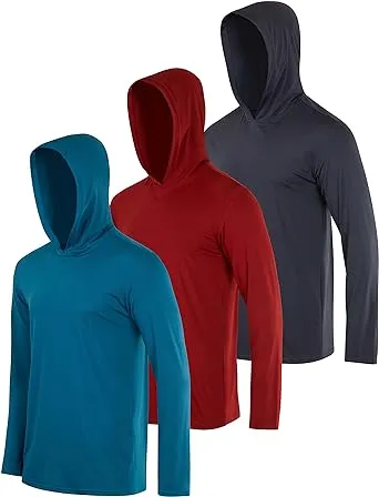 Real Essentials 3 Pack: Boys Girls Youth Teen Dry Fit Long Sleeve Active Hoodie Sweatshirt