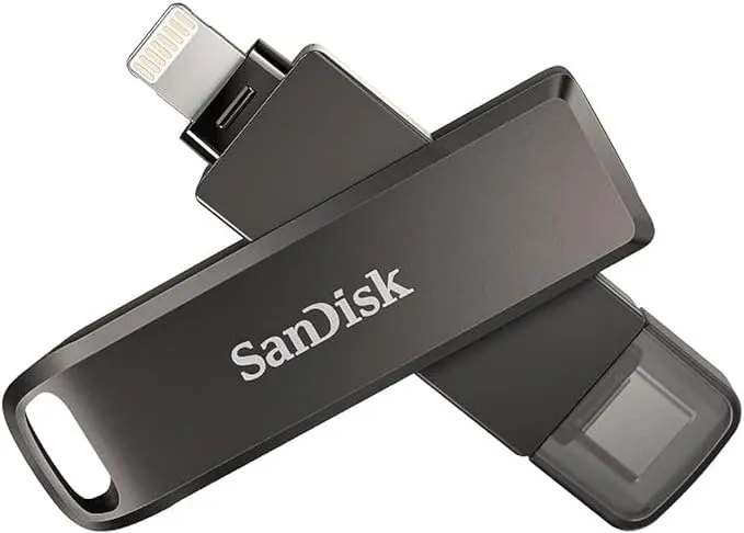 SanDisk 128GB iXpand Flash Drive Luxe for iPhone and USB Type-C Devices - SDIX70N-128G-GN6NE, Black