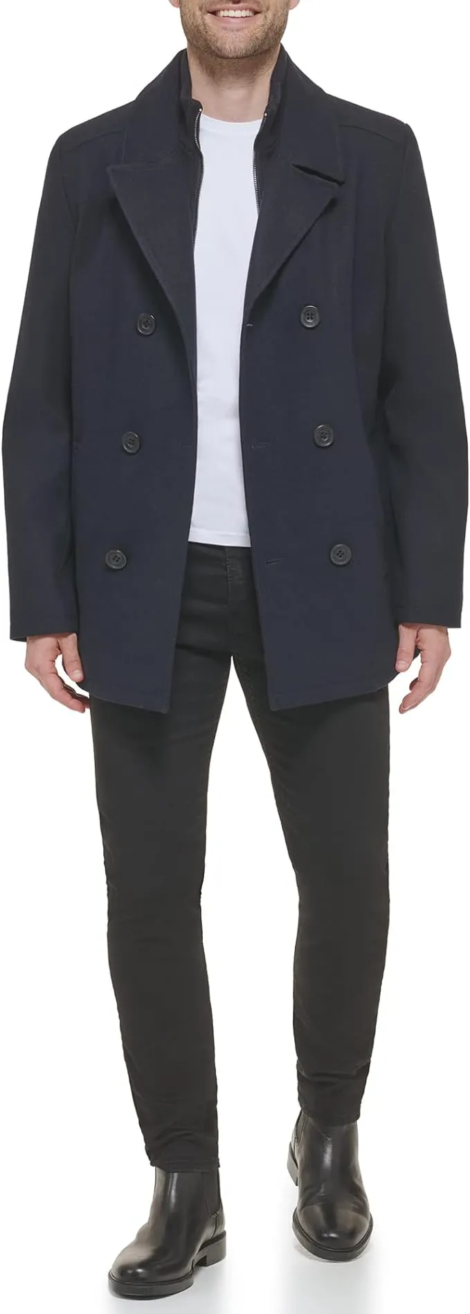 Kenneth Cole Men's Classic Wool-Blend Peacoat