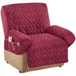 Collections Etc Diamond Quilted Stretch Recliner Cover with Storage