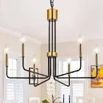 Febeleven Matte Black Farmhouse 6-Light Dining Room Chandelier Light